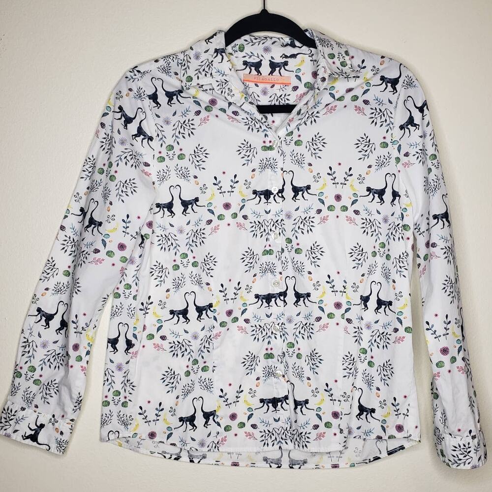 Vilagallo| Natasha Monkey & Leaf Button Down Shirt